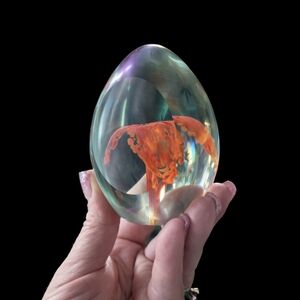 Glass Art Egg with Orange Focal Design
